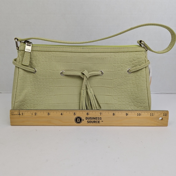 NWT Talbots Purse Crocodile Embossed Lime Green Leather Top Handle Handbag Y2K - Picture 8 of 15